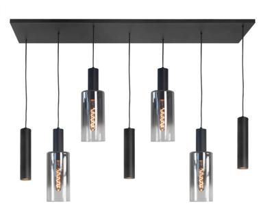 Highlight HanglampPerugia zwart - 4x E27 - 3x GU10 - H5701.18