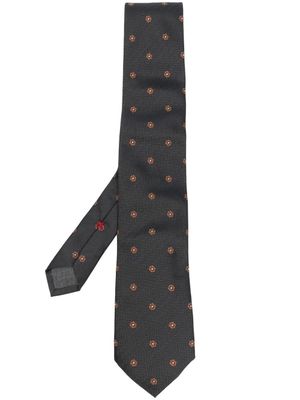 Brunello Cucinelli cravate en soie à fleurs brodées - Gris