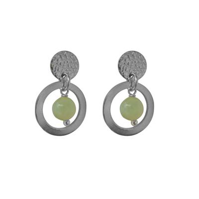 Flow Jewels Hang Oorbellen Fien Licht Groen Steentje Zilver