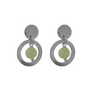 Flow Jewels Hang Oorbellen Fien Licht Groen Steentje Zilver