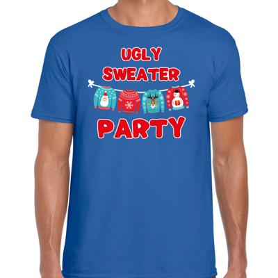 Foute Kersttrui t-shirt - blauw - voor heren - Ugly sweater party - Kerstkleding Foute Kersttrui t-shirt - blauw - voor heren - Ugly sweater party - Kerstkleding