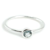 Geboortesteen Ring Aquamarijn Maart - 925 Zilver - Zilverkleurig (Maat 17) - thumbnail