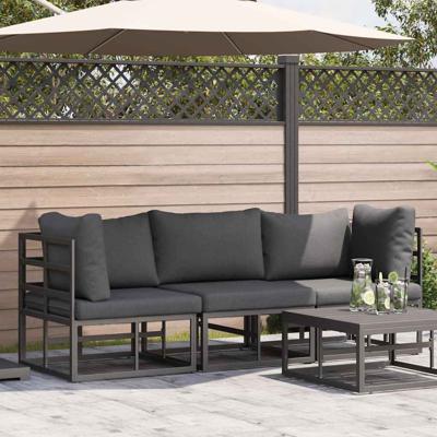 Buitenmeubelsets met kussen met kussen 3 pcs Zwart en Anthraciet