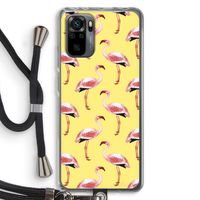 Flamingo's geel: Xiaomi Redmi Note 10 Pro Transparant Hoesje met koord