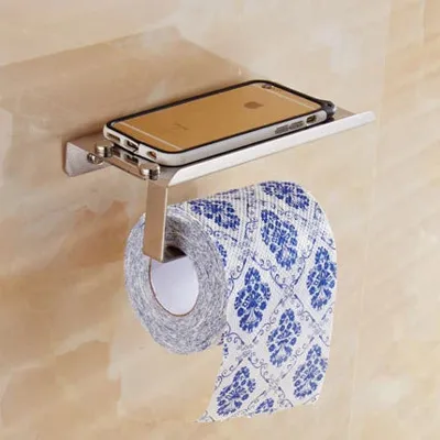 SmartHold Luxe - Aluminium Toiletrolhouder met Telefoonplankje
