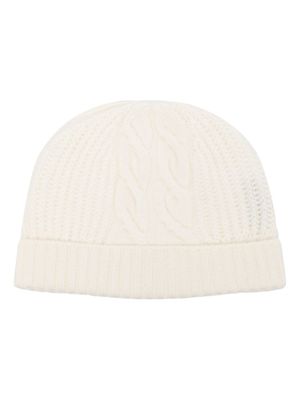 N.Peal bonnet en maille torsadée - Blanc