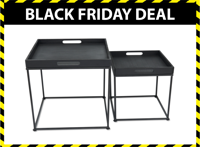 Fitz Living Salontafels - Vierkante bijzettafels - 2 Stuks - Zwart