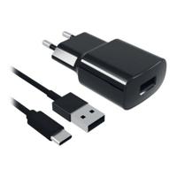Wandlader + USB-Kabel C Contact 2A Zwart