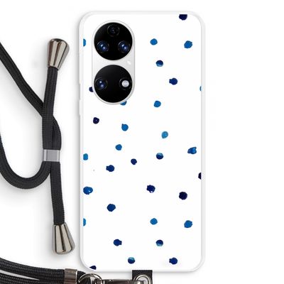 Blauwe stippen: Huawei P50 Transparant Hoesje met koord