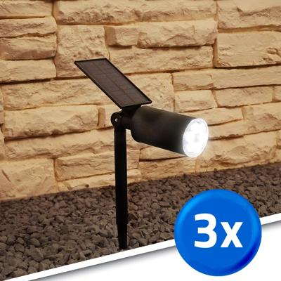 Solar spot accent voordeelset met grondspies rvs warm wit