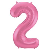 Folie ballon van cijfer 2 in het roze 86 cm   -