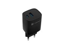 NATEC RIBERA GAN LADER 1X USB-A + 1X USB-C 30W ZWART