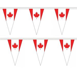 Canada Vlaggetjes vlaggenlijn slinger - 2x stuks - 500 cm - polyester - binnen/buiten - versiering