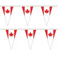 Canada Vlaggetjes vlaggenlijn slinger - 2x stuks - 500 cm - polyester - binnen/buiten - versiering