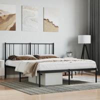 Bedframe met hoofdbord metaal zwart 150x200 cm