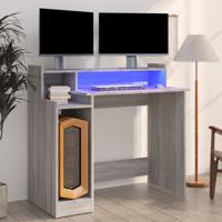 Bureau met LED-verlichting 97x45x90 cm hout grijs sonoma eiken