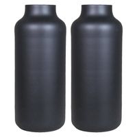 Set van 2x bloemenvazen - mat zwart glas - H35 x D15 cm - Vazen