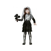 Skelet bruid meisjes kostuum zwart wit 140-152 (10-12 jaar)  - - thumbnail