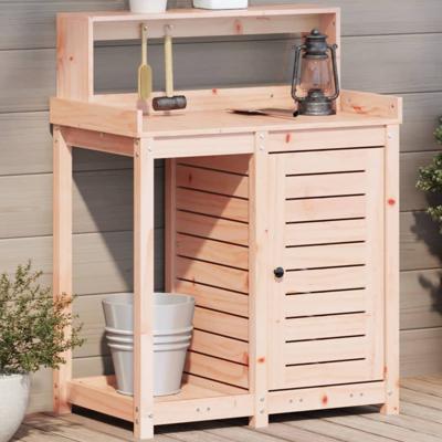 VidaXL Oppottafel met schappen 82,5x50x109,5 cm massief douglashout