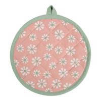 Daisy Flowers Pannenlap Onderzetter Rond Roze 20cm