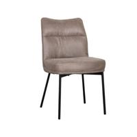 LABEL51 Eetkamerstoel Lennon - Taupe - Micro Suede - Zwart Metalen Frame