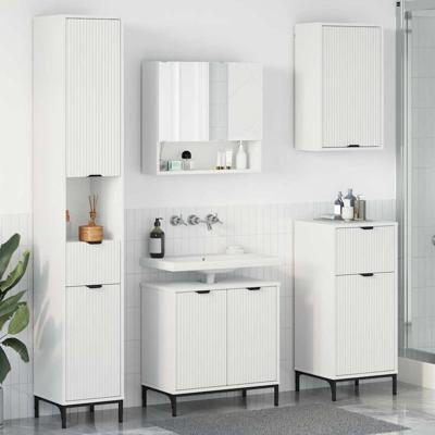 Badkamermeubelset met lade Wit Engineered hout, Metaal