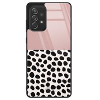 Samsung Galaxy A72 glazen hardcase - Pink dots Samsung Galaxy A72 glazen hardcase - Pink dots