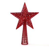 Kunststof kerstboom ster piek rood 27 cm - Kerstpieken - kerstboompieken - thumbnail