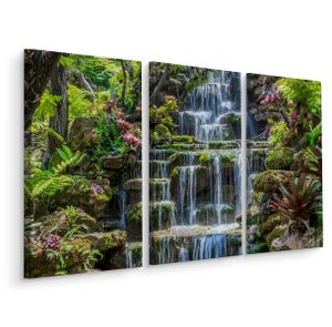 Schilderij - Waterval in Thailand, 3 luik, premium print