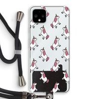 Eenhoorns overal: Pixel 4 XL Transparant Hoesje met koord