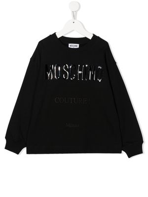 Moschino Kids sweat en coton à logo appliqué - Noir