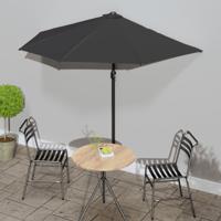 Balkonparasol half met aluminium paal 270x144x222 cm zwart - thumbnail