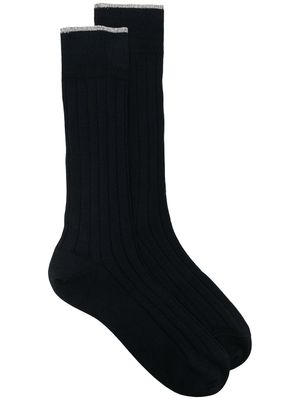 Brunello Cucinelli chaussettes à design nervuré - Bleu