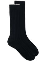 Brunello Cucinelli chaussettes à design nervuré - Bleu Brunello Cucinelli chaussettes à design nervuré - Bleu