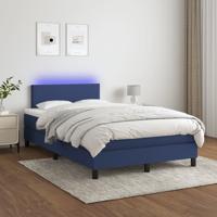 Boxspring met matras en LED stof blauw 120x200 cm