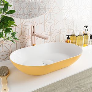 MONDIAZ ONNI Waskom solid surface 55cm kleur Ocher / Talc