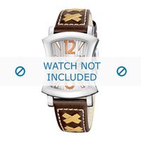 Calypso horlogeband K5198-2 Leder Bruin 17mm + wit stiksel - thumbnail