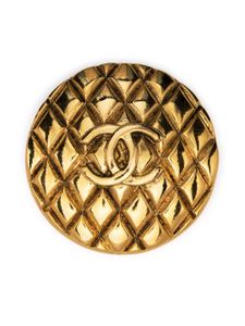 CHANEL Pre-Owned broche matelassée à logo CC (années 1980) - Or