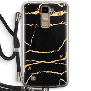 Gouden marmer: LG K10 (2016) Transparant Hoesje met koord