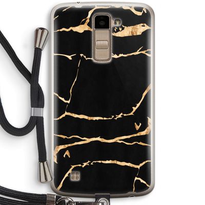 Gouden marmer: LG K10 (2016) Transparant Hoesje met koord