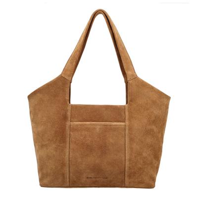 Hide & Stitches Suède Shopper/Handtas Brazos Camel