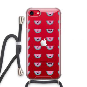 Smiley watermeloenprint: iPhone SE 2020 Transparant Hoesje met koord