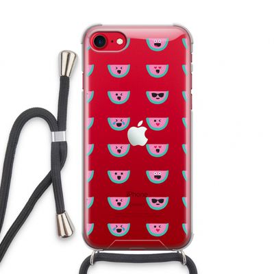 Smiley watermeloenprint: iPhone SE 2020 Transparant Hoesje met koord
