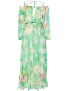 LIU JO robe longue en soie à fleurs - Vert