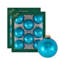 16x stuks glazen kerstballen 7 cm tropical aqua blauw - thumbnail