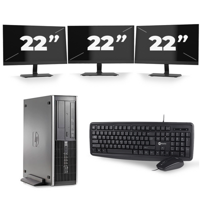HP Compaq 6200 Pro SFF - Intel Core i7-2e Generatie - 16GB RAM - 256GB SSD - Windows 10 + 3x 22 inch Monitor