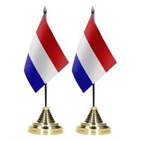 Nederland tafelvlaggetje - 10x - 10 x 15 cm - met standaard - polyester stof   -