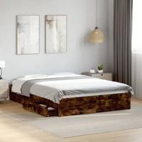 Bedframe met lades bewerkt hout gerookt eikenkleurig 120x190 cm