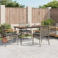 5-delige Tuinset met kussens poly rattan grijs