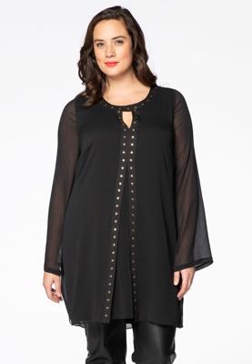 Yoek Blouse golds | Zwart | Maat 54/56